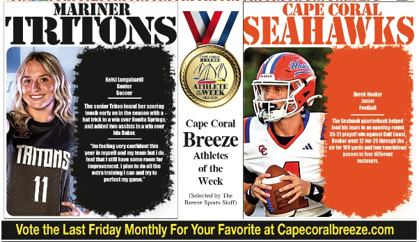 Athletes of the Week | Nov. 21 | Mariner Triton soccer player Kelsi Longabardi & Cape Coral Seahawk quarterback Derek Hooker